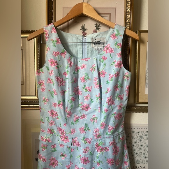 Lilly Pulitzer Floral Dress Vintage Blue Pink Floral 2 - Picture 8 of 8